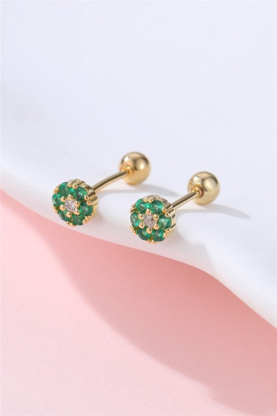 Colourful Crystal FlowerStud Earrings - Gold, Assorted