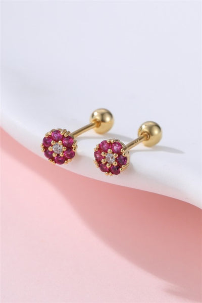 Colourful Crystal FlowerStud Earrings - Gold, Assorted