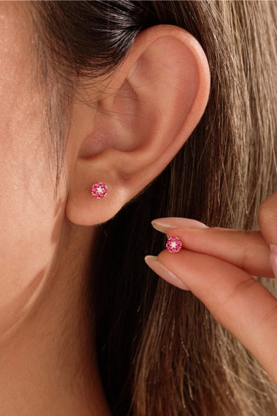 Colourful Crystal FlowerStud Earrings - Gold, Assorted