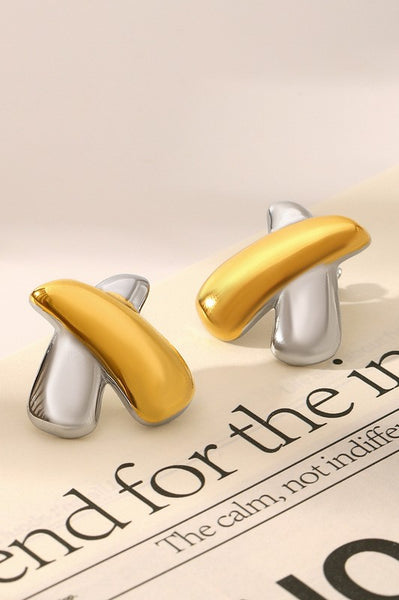 18K Stainless Steel Earrings - Two Tone
