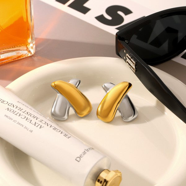 18K Stainless Steel Earrings - Two Tone