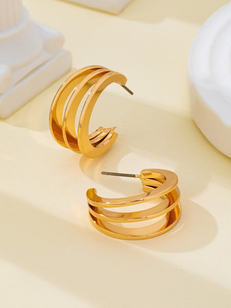Triple Band Hoop Earrings - Gold