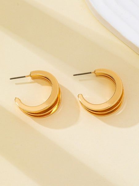 Triple Band Hoop Earrings - Gold