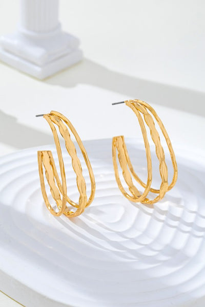 Triple Layer Hoop Earrings - Gold