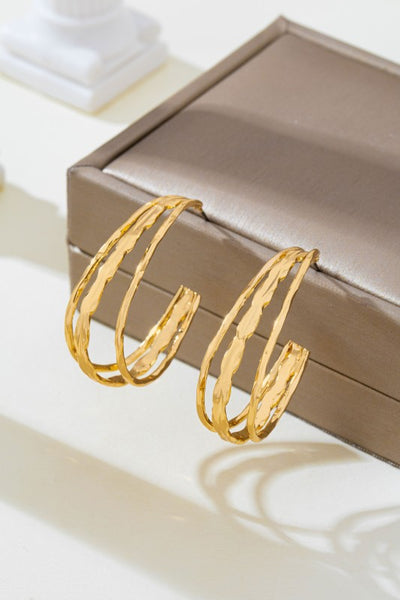 Triple Layer Hoop Earrings - Gold