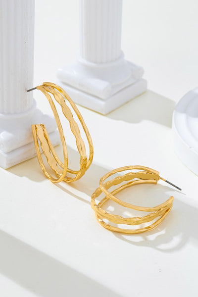 Triple Layer Hoop Earrings - Gold