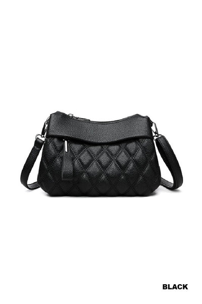 Diamond Quilted Crossbody - Black