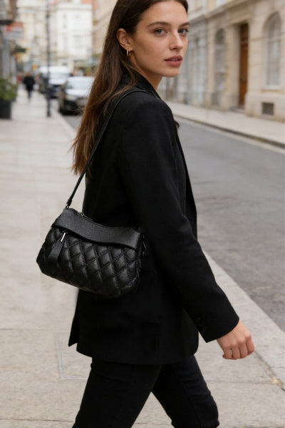 Diamond Quilted Crossbody - Black