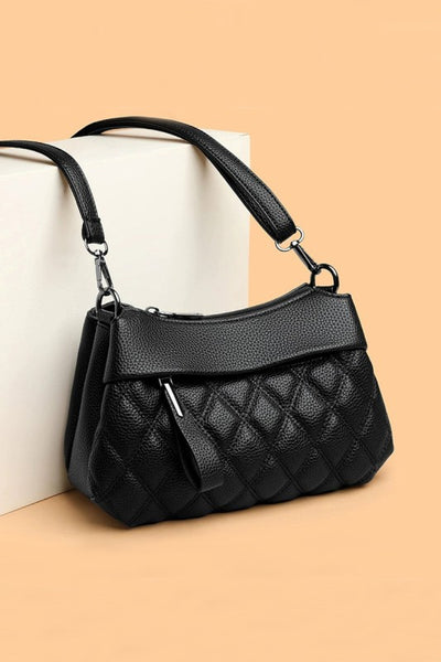 Diamond Quilted Crossbody - Black