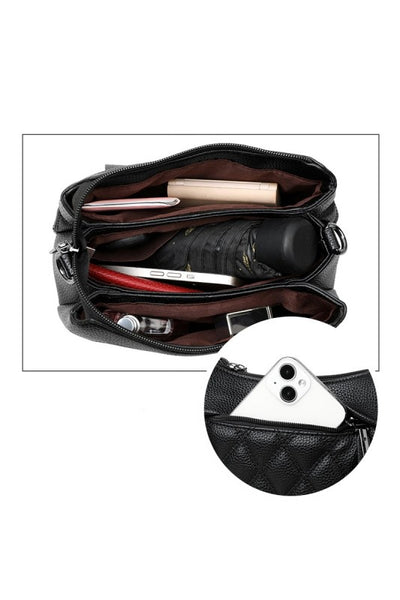Diamond Quilted Crossbody - Black