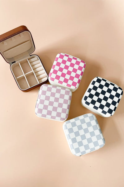 Jewelry Travel Case - Checkered, Lt. Rose