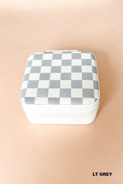 Jewelry Travel Case - Checkered, Lt.Grey