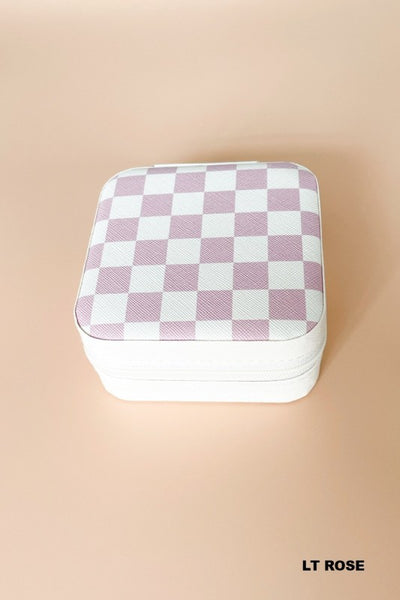Jewelry Travel Case - Checkered, Lt. Rose