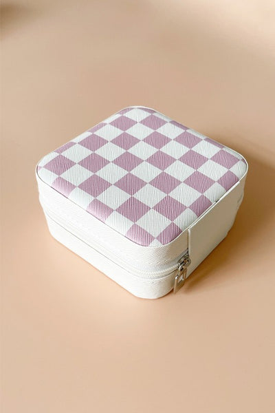 Jewelry Travel Case - Checkered, Lt. Rose