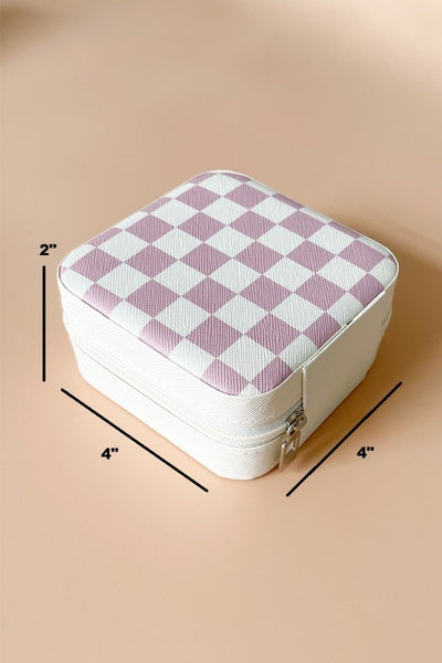 Jewelry Travel Case - Checkered, Lt. Rose
