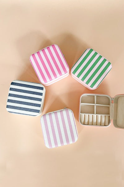 Jewelry Travel Case - Striped, Blue