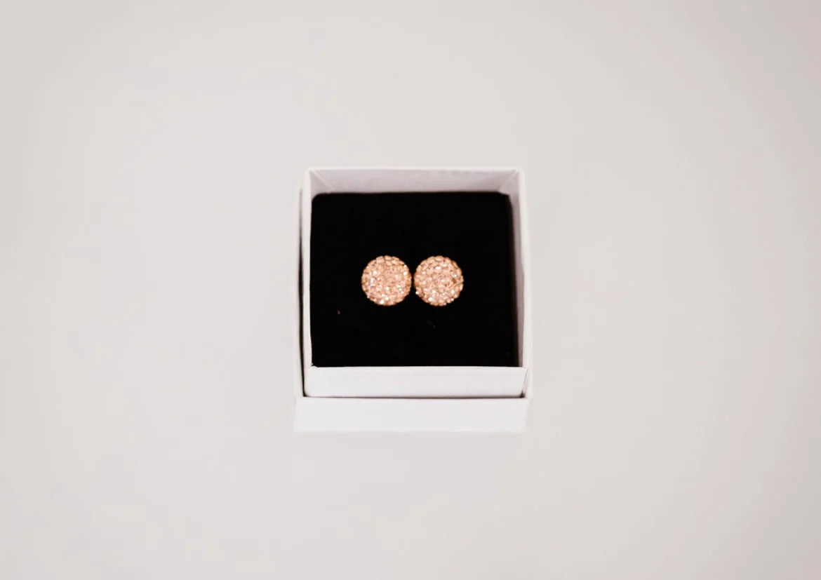Crystal Ball Earrings - Rose Gold 8mm