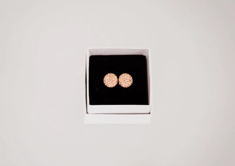 Crystal Ball Earrings - Rose Gold 10mm