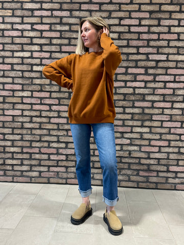 Oversized Fleece Sweatshirt - Burnt Amber
