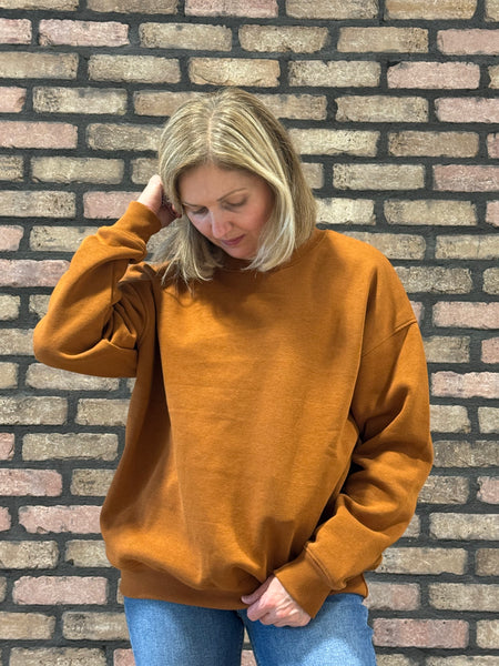 Oversized Fleece Sweatshirt - Burnt Amber