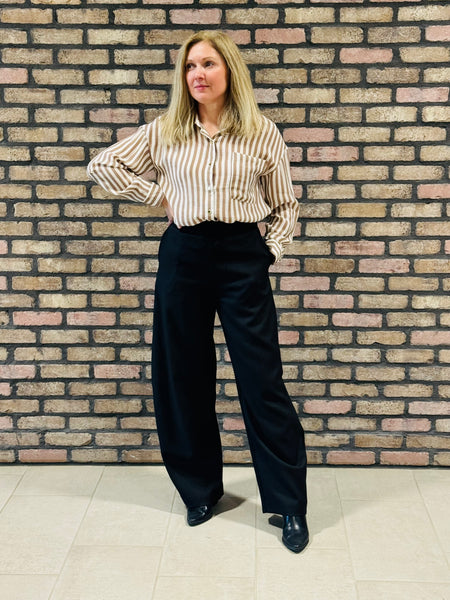 Striped Collared Shirt - Taupe
