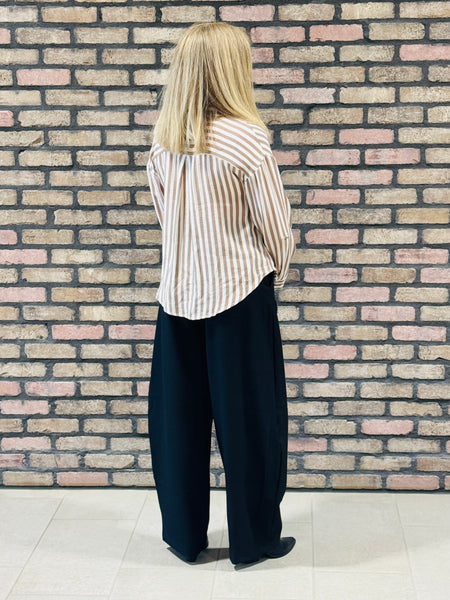Striped Collared Shirt - Taupe
