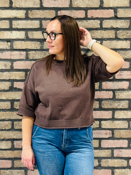 Exposed Seam Sweater - Choco Brown