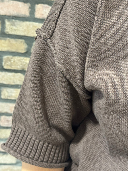 Exposed Seam Sweater - Choco Brown