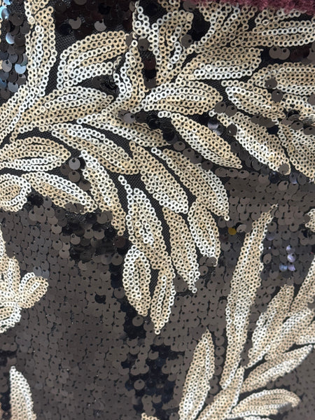 Leaf Sequins Mini Skirt - Black