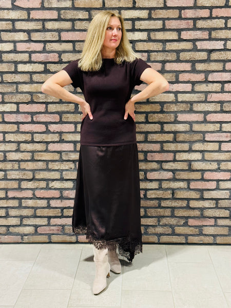 Twofer Asymmetrical Dress - Chocolate Brown
