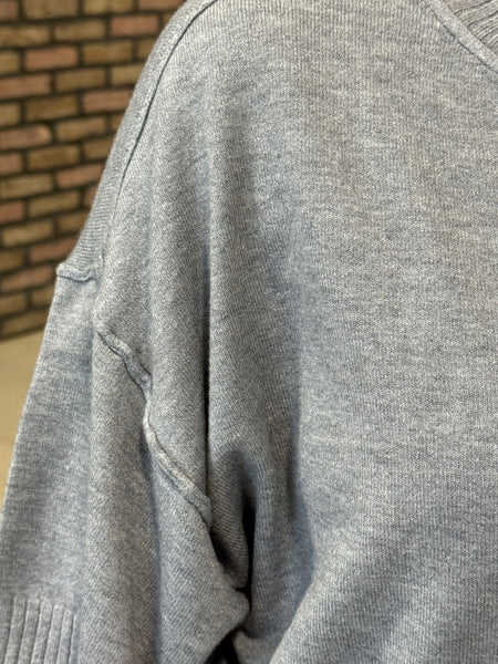 Cropped Boxy Sweater - Grey