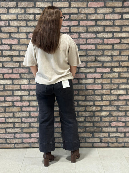 Patch Pockets Pintuck Jeans - Black Wash