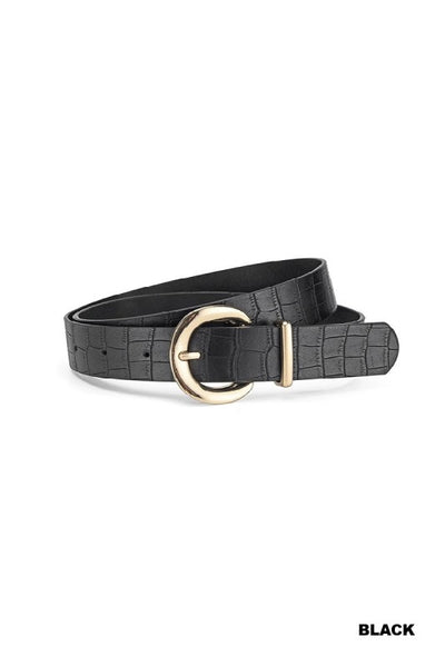 Gold Pin Buckle Belt - Black