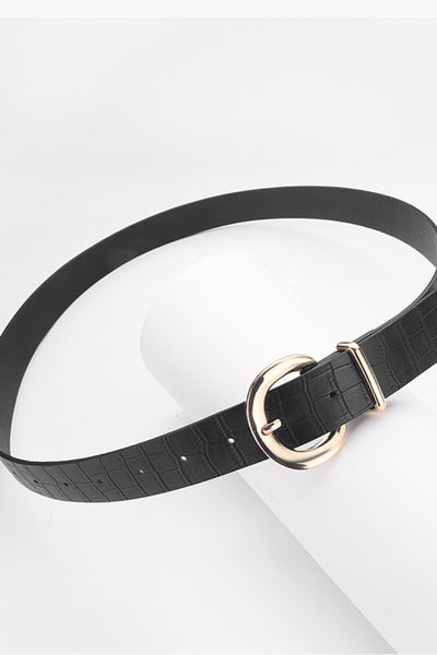 Gold Pin Buckle Belt - Black