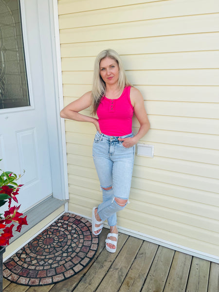 Ribbed Tank Top - Fuchsia