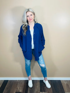 Gauze Raw Edge Shirt with Pockets - LT Navy