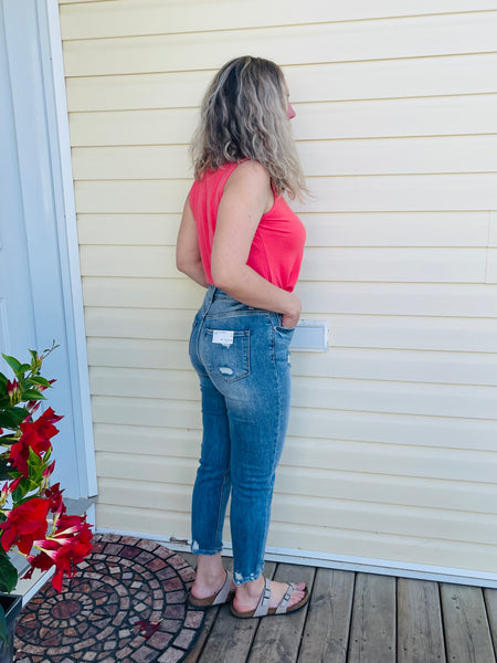 High Rise Slim Boyfriend Jeans - Light Wash