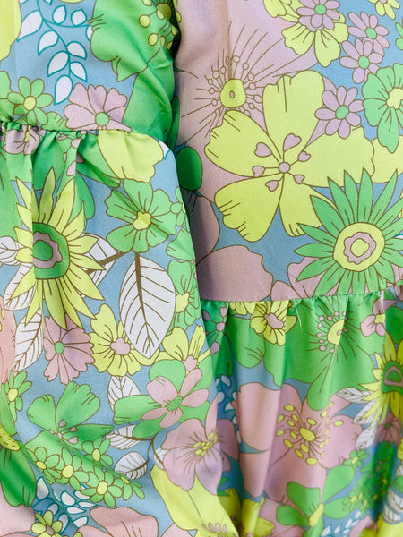 Floral Print Dress - Green