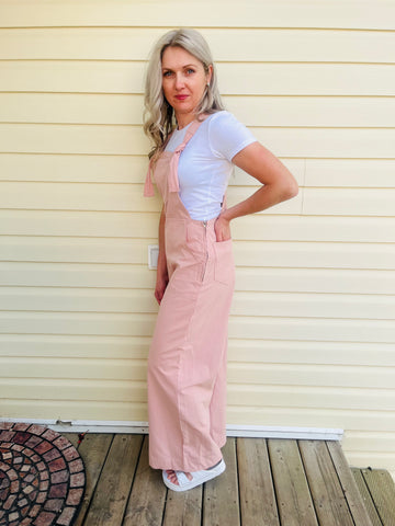 Knot Detail Wide Leg Jumpsuit - Dusty Rose