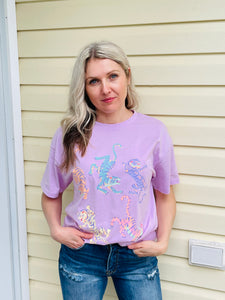 COLOURFUL TIGERS Graphic Tee - Lilac