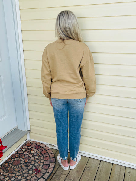 Cotton Terry Basic Sweatshirt - Tan