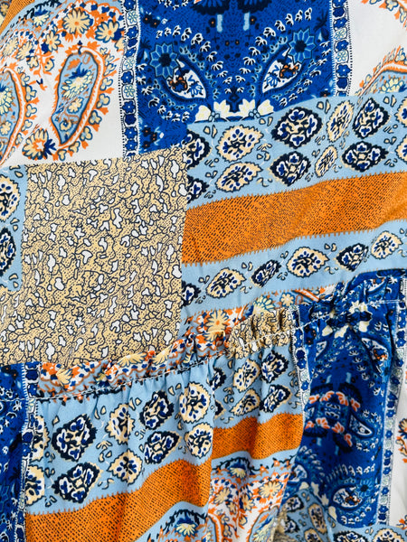 Paisley Print Kimono Cardigan - Blue Multi