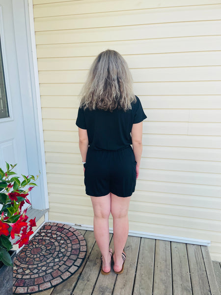 Button Up Romper - Black
