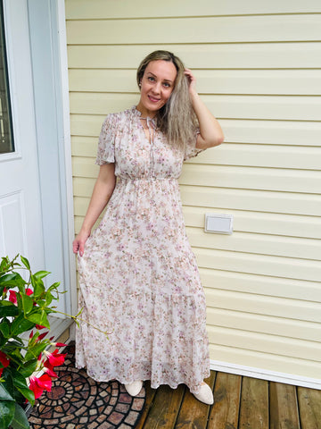 Vintage Floral Maxi Dress - Lavender