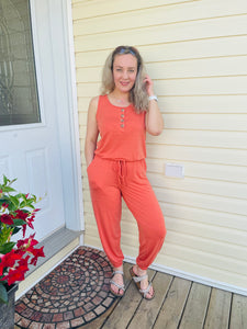 Sleeveless Jogger Jumpsuit - Ash Copper