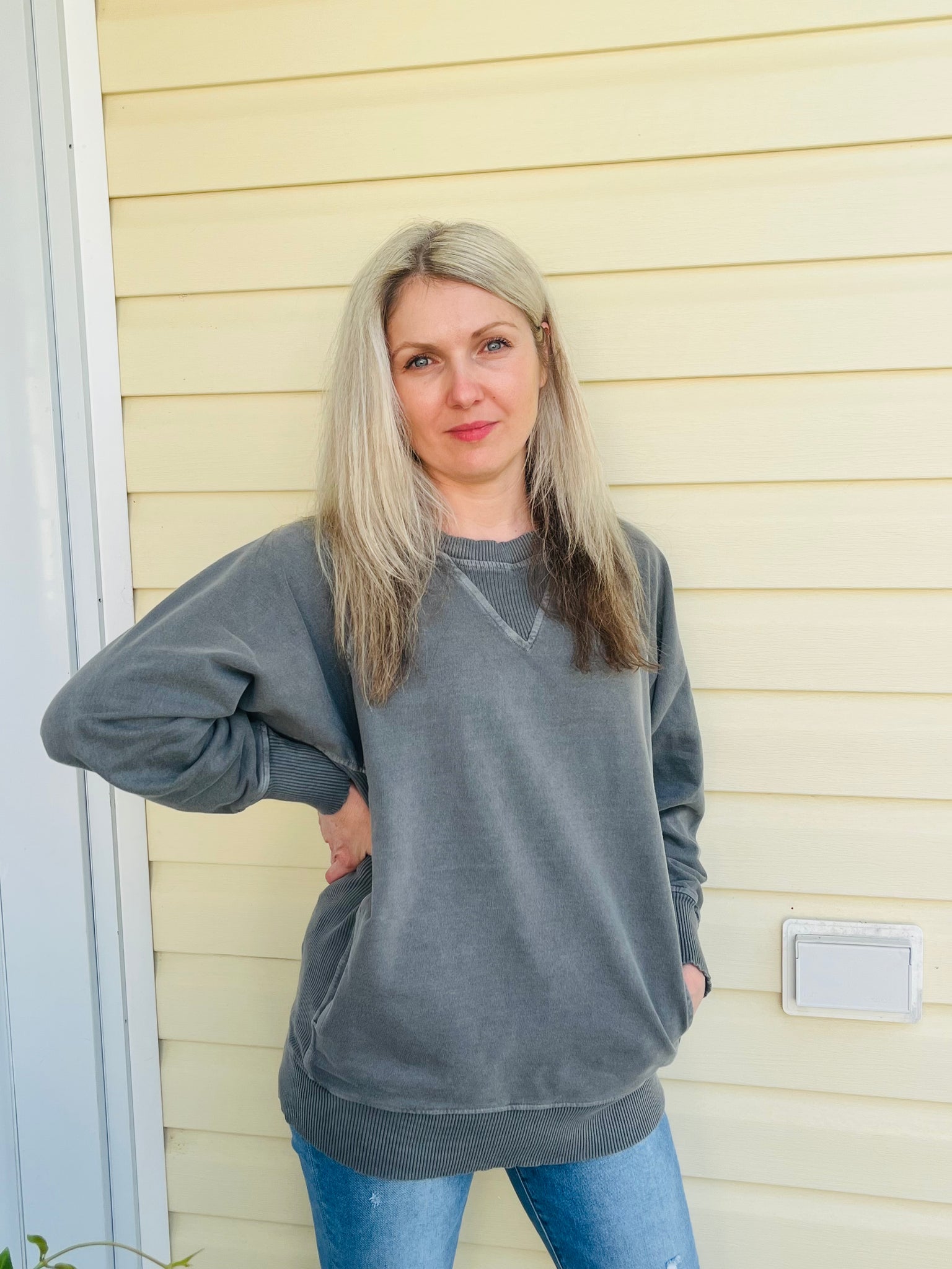 Pigment Dyed French Terry Pullover - Ash Black