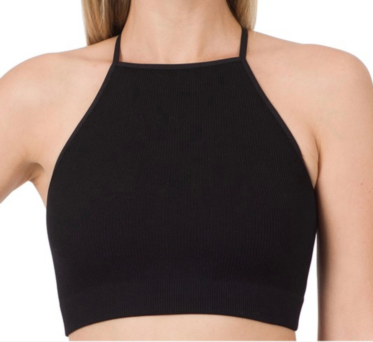 Ribbed Seamless Cami Top - Black