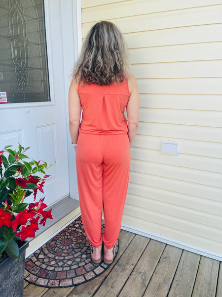 Sleeveless Jogger Jumpsuit - Ash Copper