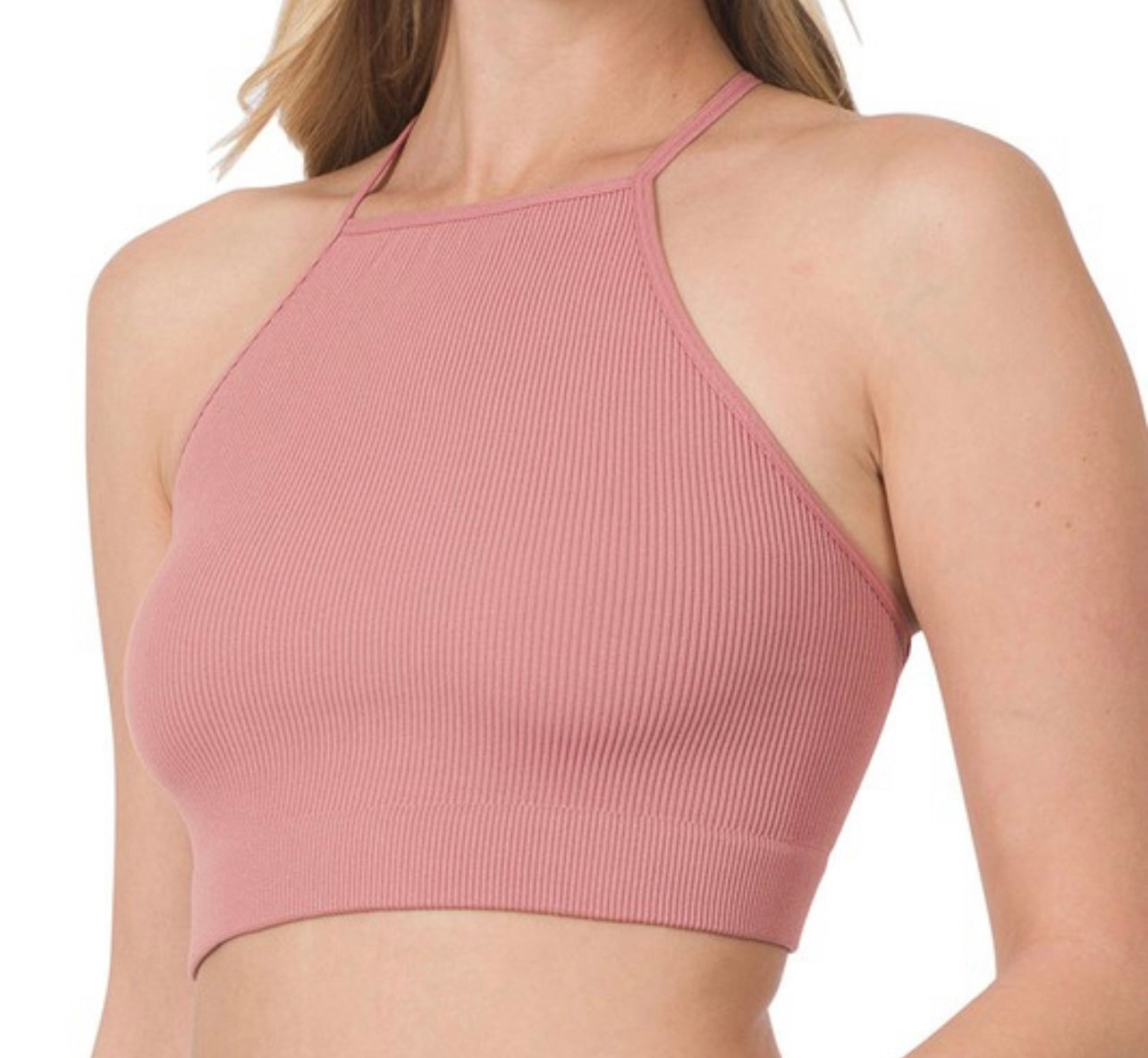 Ribbed Seamless Cami Top - LT Rose