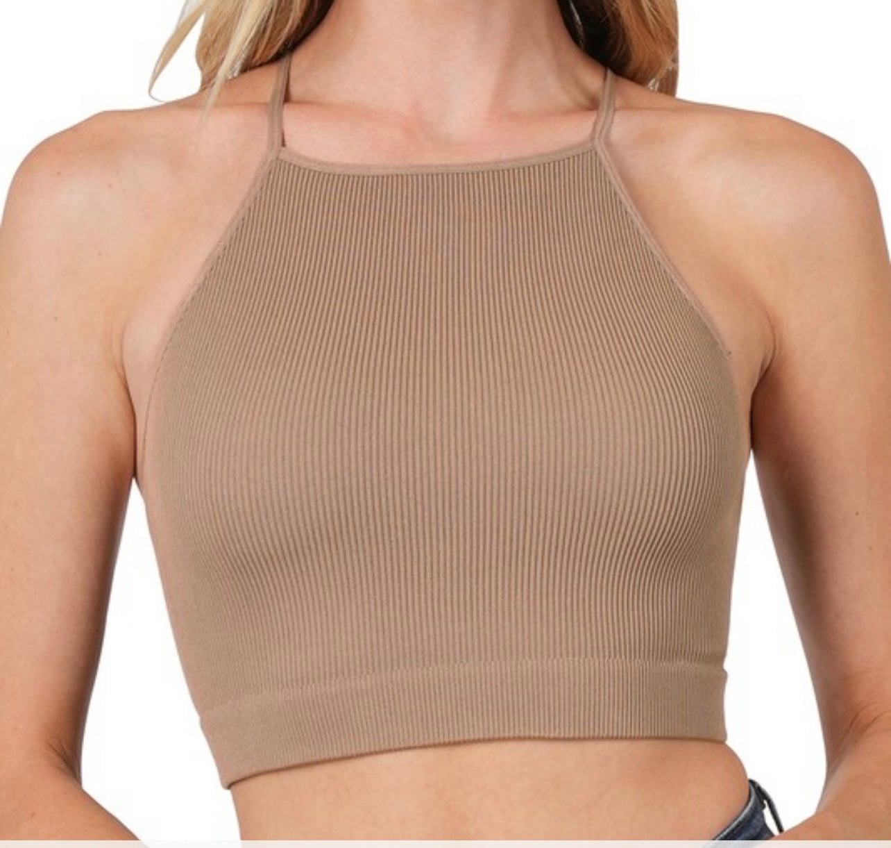 Ribbed Seamless Cami Top - Mocha